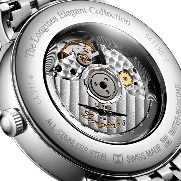 Montre Longines Elegance automatique cadran blanc bracelet acier 41 mm