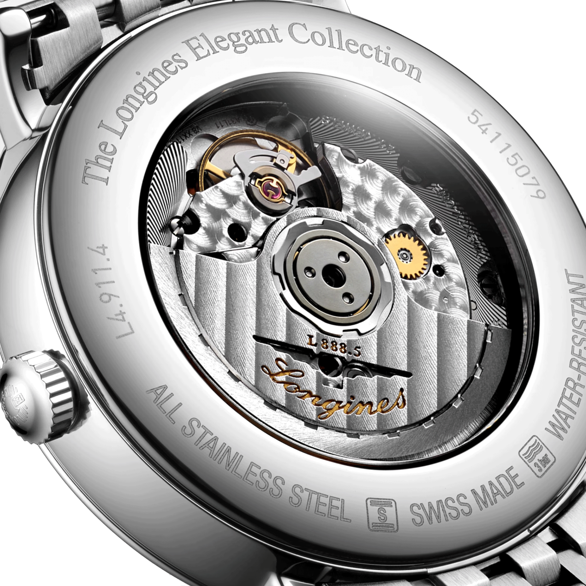 Montre Longines Elegance automatique cadran blanc bracelet acier 41 mm