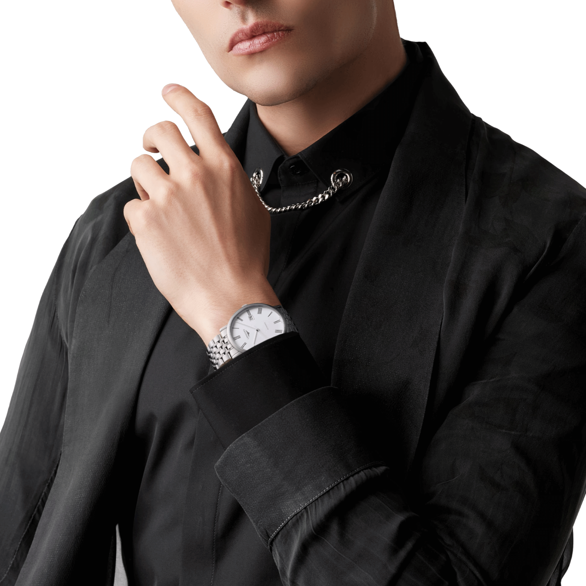 Montre Longines Elegance automatique cadran blanc bracelet acier 41 mm