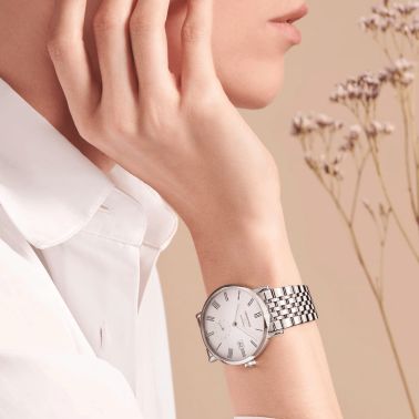 Montre Longines Elegance automatique cadran blanc bracelet acier 41 mm
