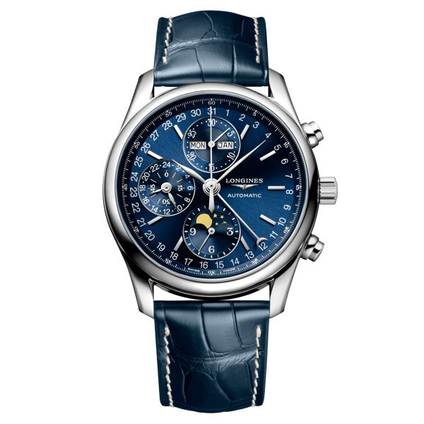 Longines Master Collection automatic watch blue dial blue leather strap 40 mm L2.673.4.92.0