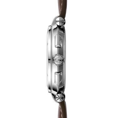 Herbelin Newport Chrono quartz silver dial brown leather strap 43 mm