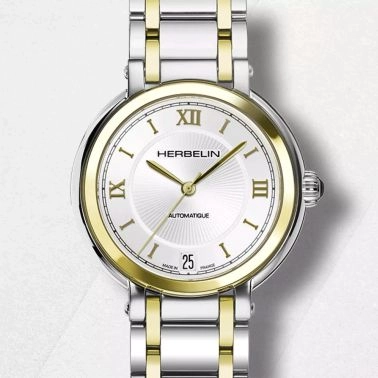 Montre Herbelin Galet Automatique cadran argenté bracelet acier bicolore 33,5 mm
