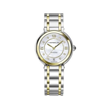 Montre Herbelin Galet Automatique cadran nacre bracelet acier bicolore 33,5 mm