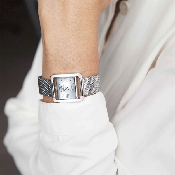 Montre Herbelin V Avenue quartz cadran nacre chiffres arabes bracelet acier milanais 25,5 x 19 mm