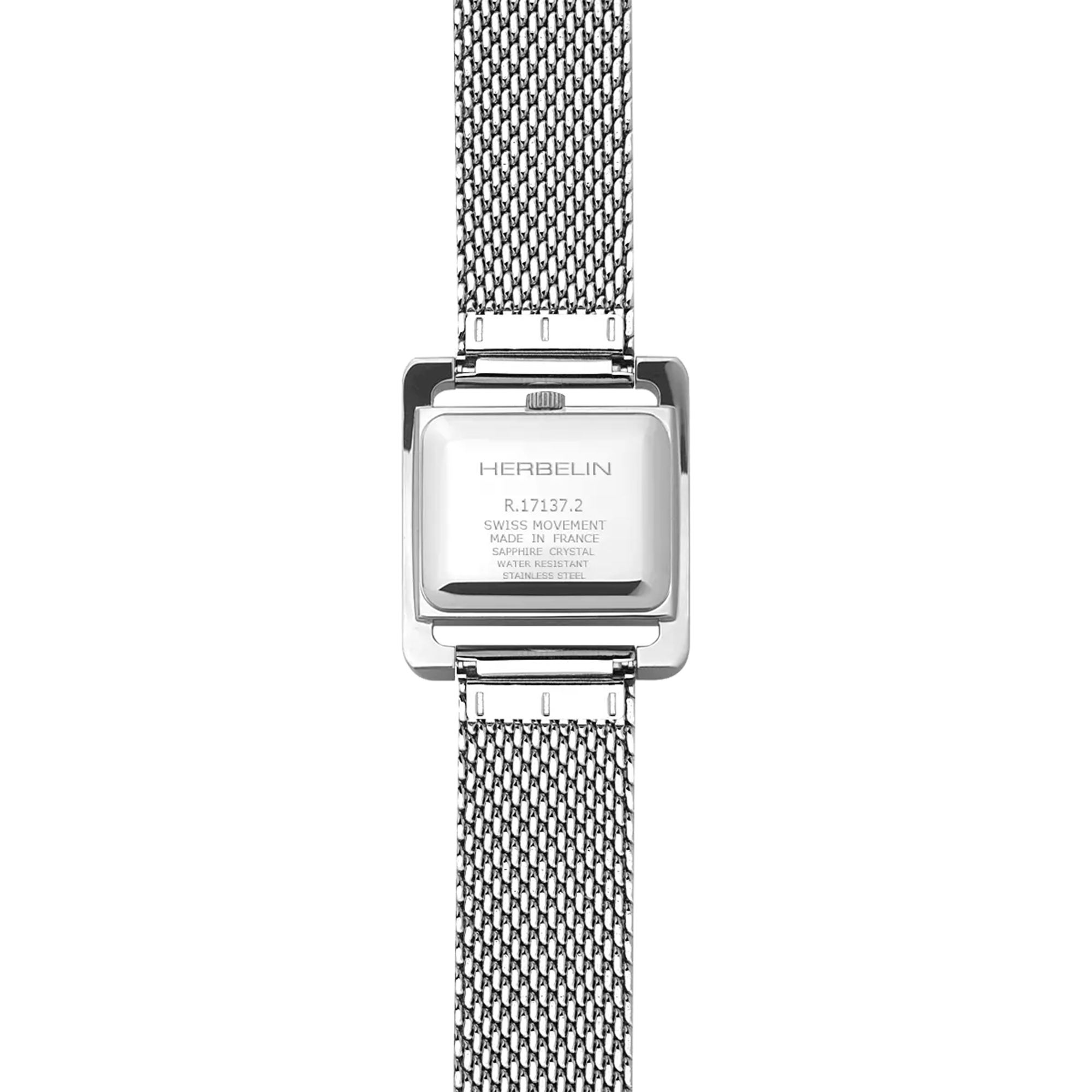 Montre Herbelin V Avenue quartz cadran nacre chiffres arabes bracelet acier milanais 25,5 x 19 mm