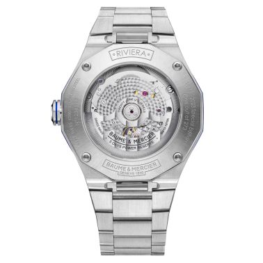 Montre Baume et Mercier Riviera Edition Limitée automatique cadran bleu bracelet acier 42 mm 10749