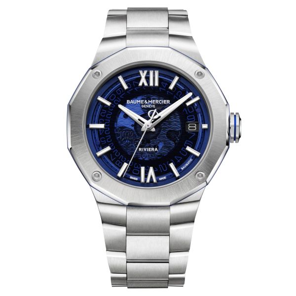 Montre Baume et Mercier Riviera Edition Limitée automatique cadran bleu bracelet acier 42 mm 10749