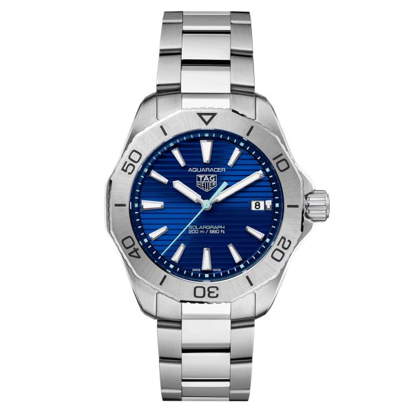 TAG Heuer Aquaracer Professional 200 Solargraph quartz watch blue dial steel bracelet 40 mm WBP1113.BA0000