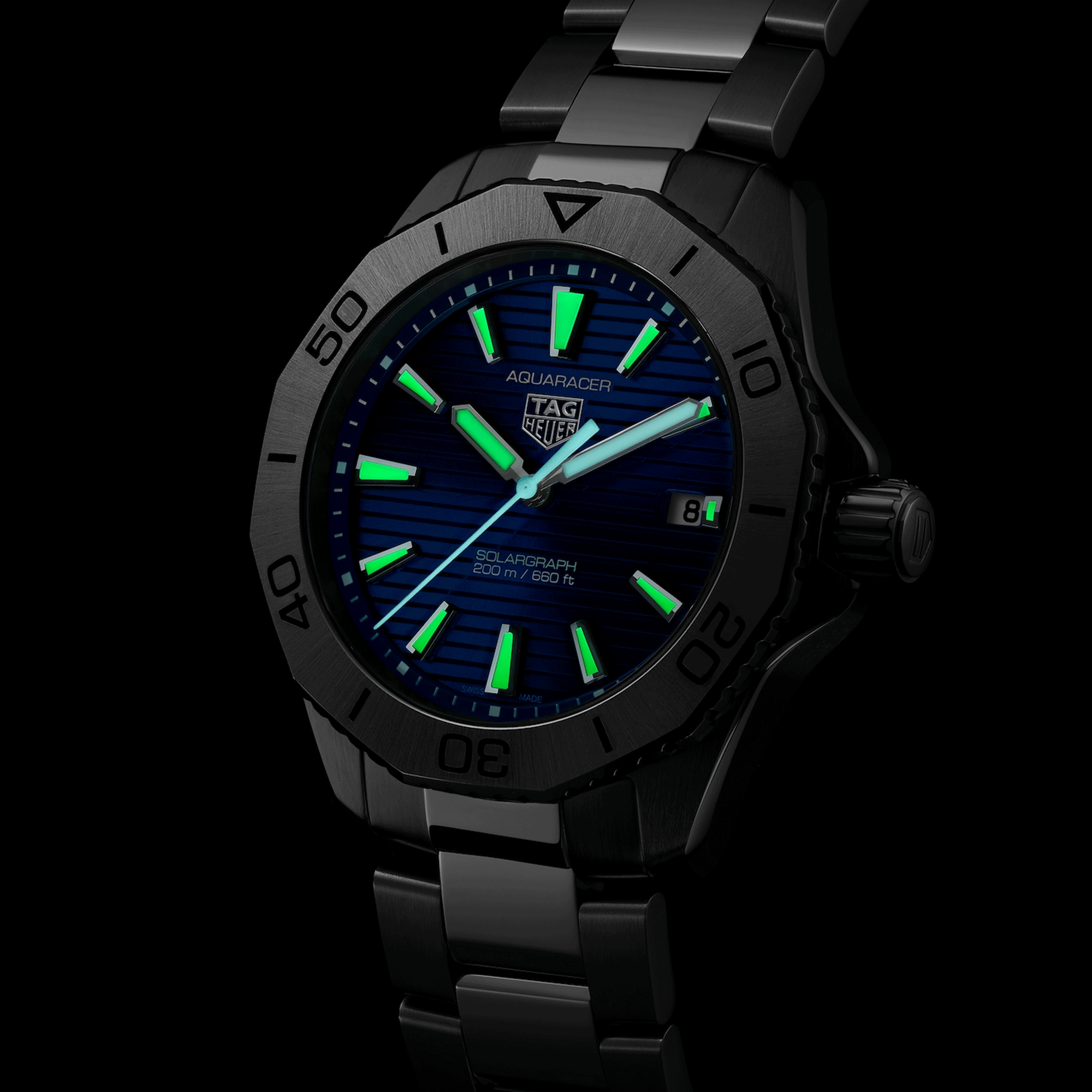 Montre TAG Heuer Aquaracer Professional 200 Solargraph quartz cadran bleu bracelet acier 40 mm WBP1113.BA0000