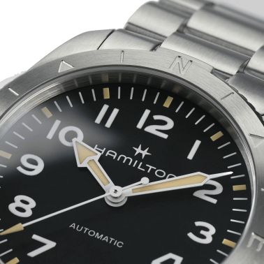 Montre Hamilton Khaki Field Expedition automatique cadran noir bracelet acier 41 mm H70315130