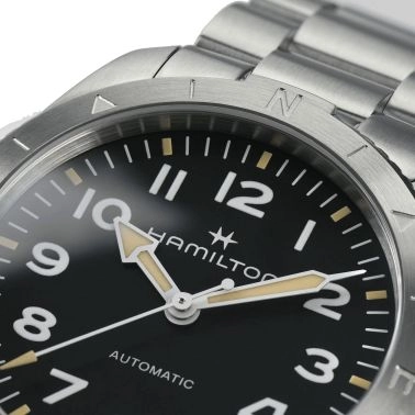 Montre Hamilton Khaki Field Expedition automatique cadran noir bracelet acier 41 mm H70315130