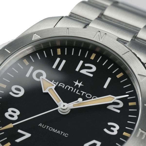 Hamilton Khaki Field Expedition automatic watch black dial steel bracelet 41 mm