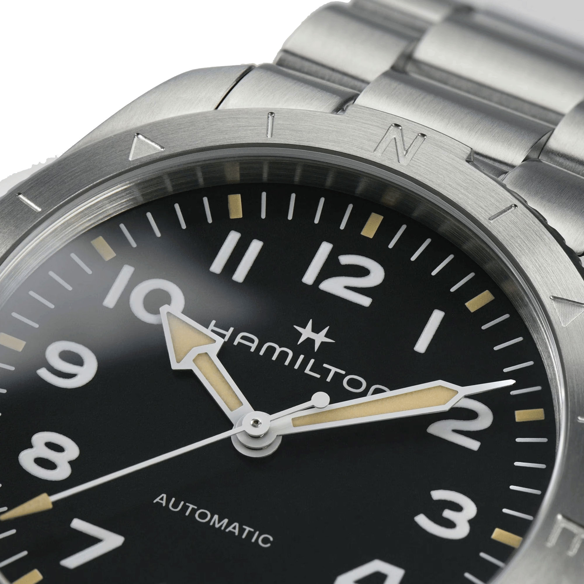 Hamilton Khaki Field Expedition automatic watch black dial steel bracelet 41 mm