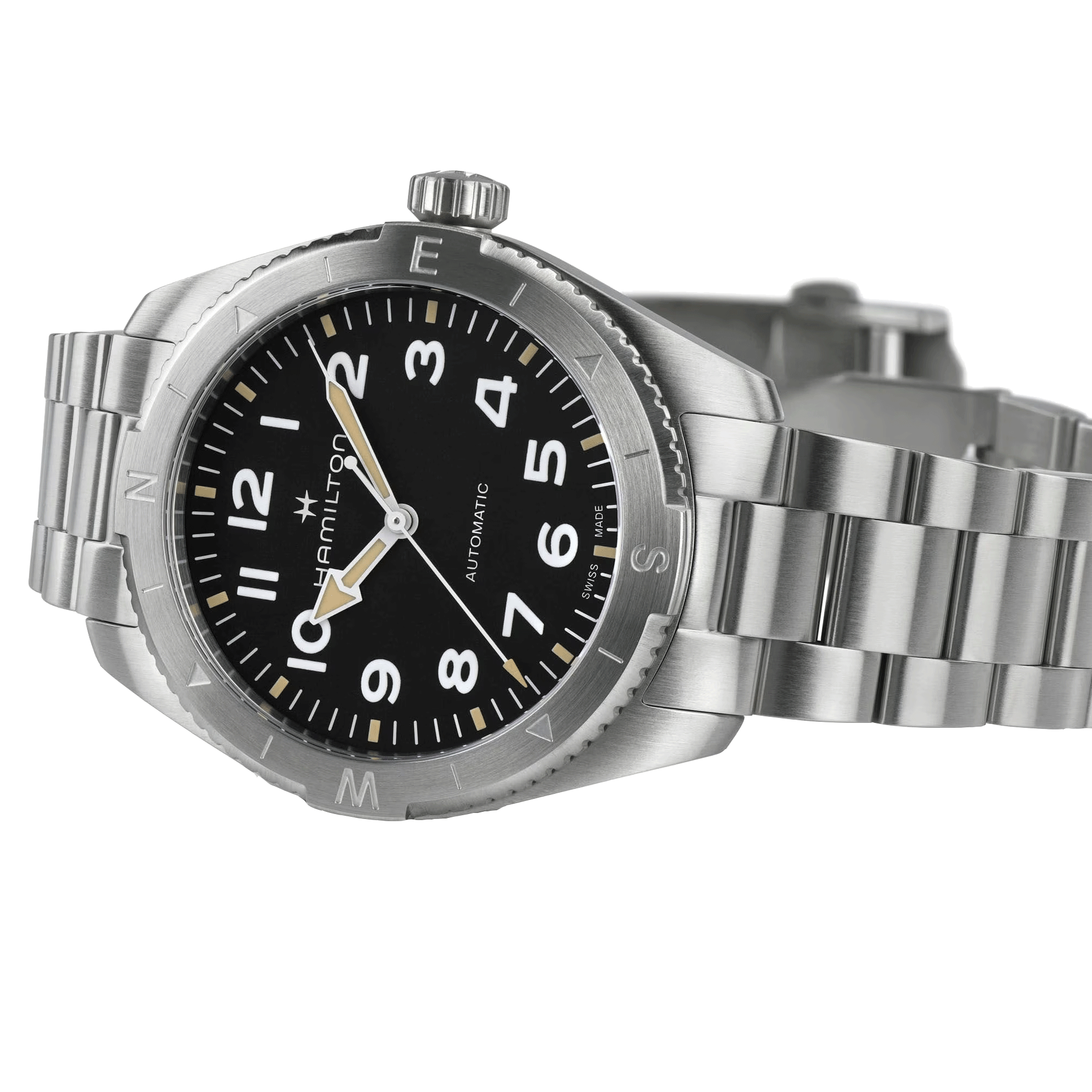 Hamilton Khaki Field Expedition automatic watch black dial steel bracelet 41 mm