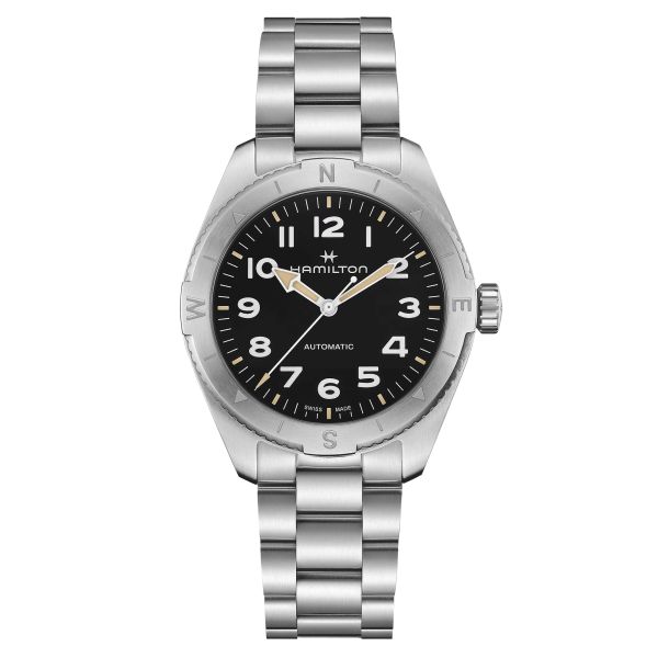 Hamilton Khaki Field Expedition automatic watch black dial steel bracelet 41 mm