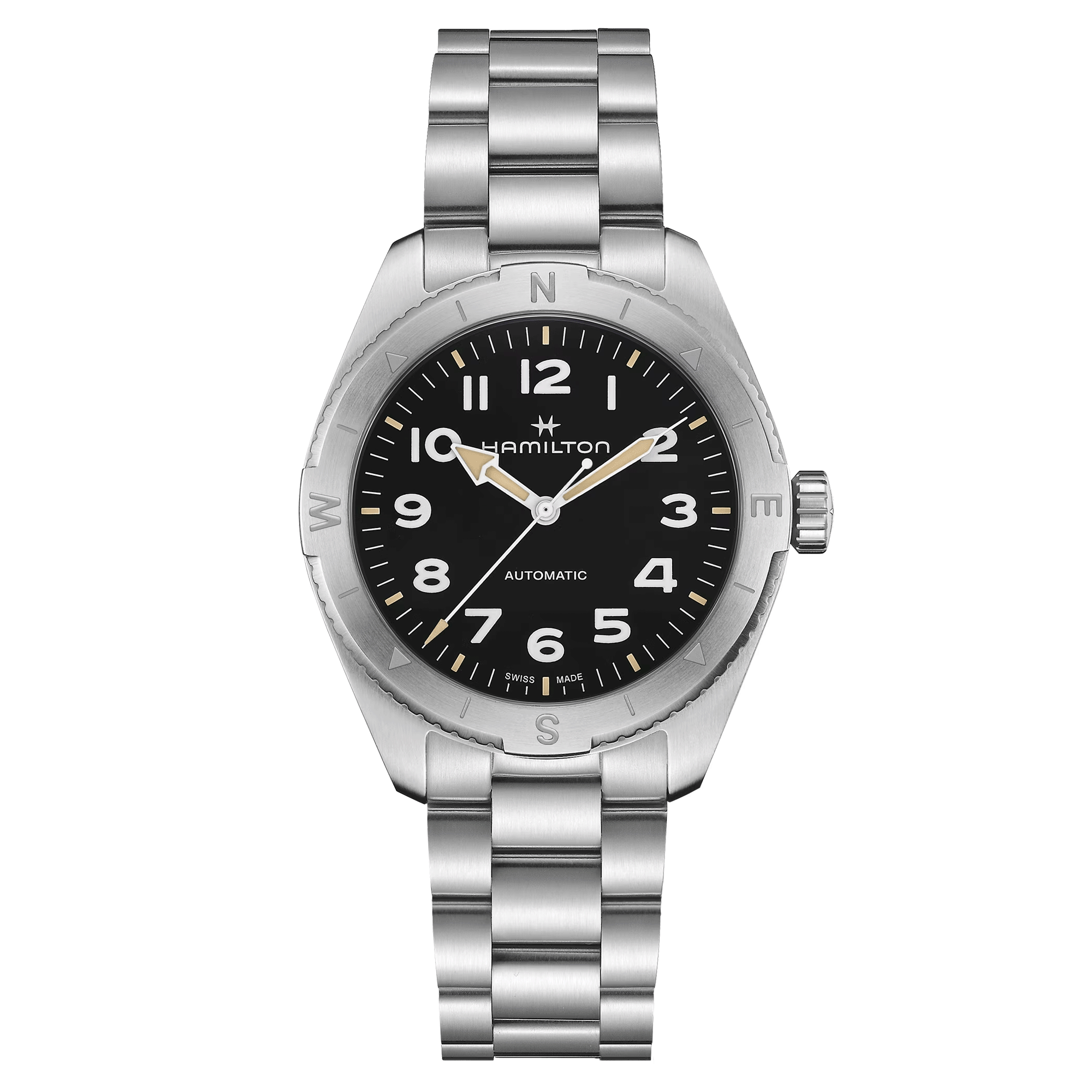 Hamilton Khaki Field Expedition automatic watch black dial steel bracelet 41 mm