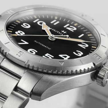 Hamilton Khaki Field Expedition automatic watch black dial steel bracelet 37 mm