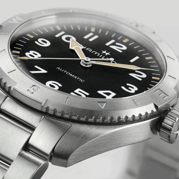 Hamilton Khaki Field Expedition automatic watch black dial steel bracelet 37 mm