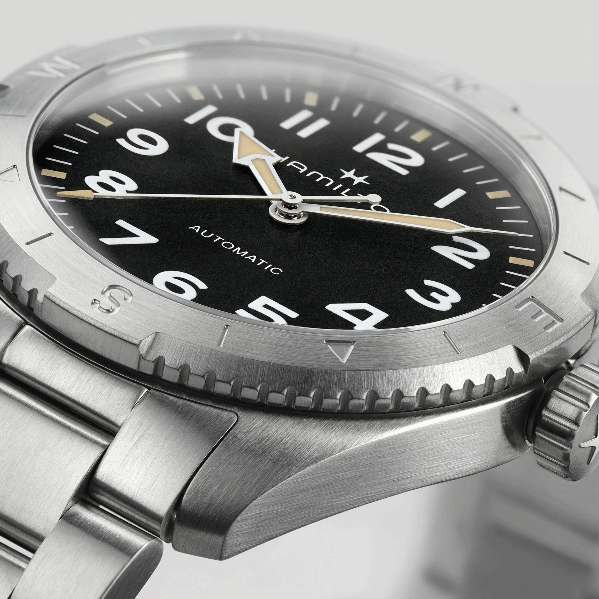 Hamilton Khaki Field Expedition automatic watch black dial steel bracelet 37 mm