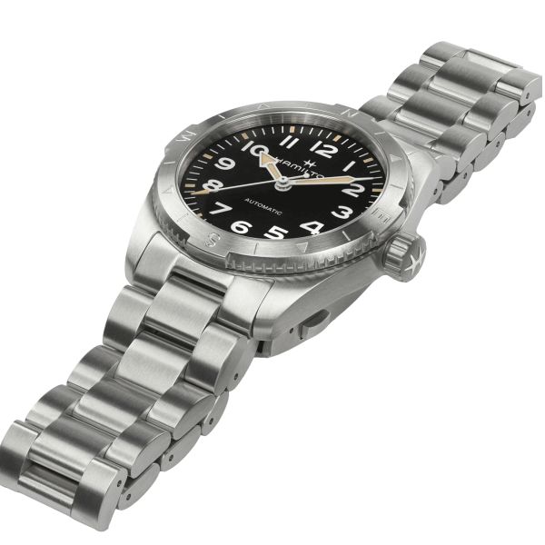 Hamilton Khaki Field Expedition automatic watch black dial steel bracelet 37 mm