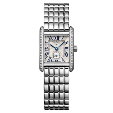 Montre Longines Mini DolceVita Diamants quartz cadran argent flinqué bracelet acier 21,5 x 29 mm L5.200.0.71.6