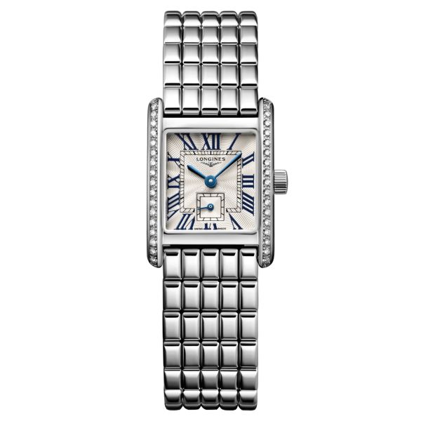 Longines Mini DolceVita Diamonds quartz watch silver flinqué dial stainless steel bracelet 21.5 x 29 mm L5.200.0.71.6