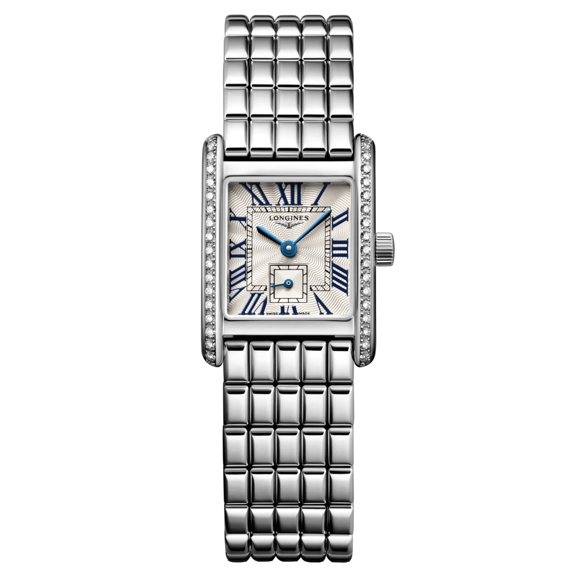 Longines Mini DolceVita Diamonds quartz watch silver flinqué dial stainless steel bracelet 21.5 x 29 mm L5.200.0.71.6