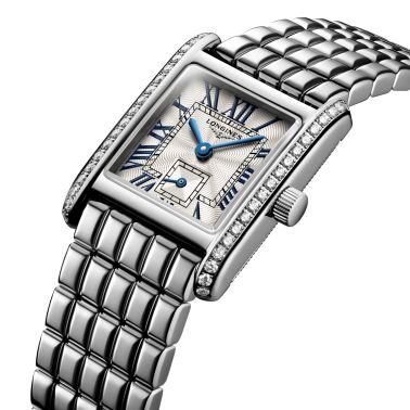 Longines Mini DolceVita Diamonds quartz watch silver flinqué dial stainless steel bracelet 21.5 x 29 mm L5.200.0.71.6