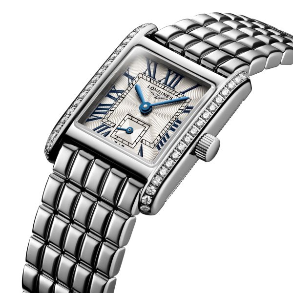 Longines Mini DolceVita Diamonds quartz watch silver flinqué dial stainless steel bracelet 21.5 x 29 mm L5.200.0.71.6