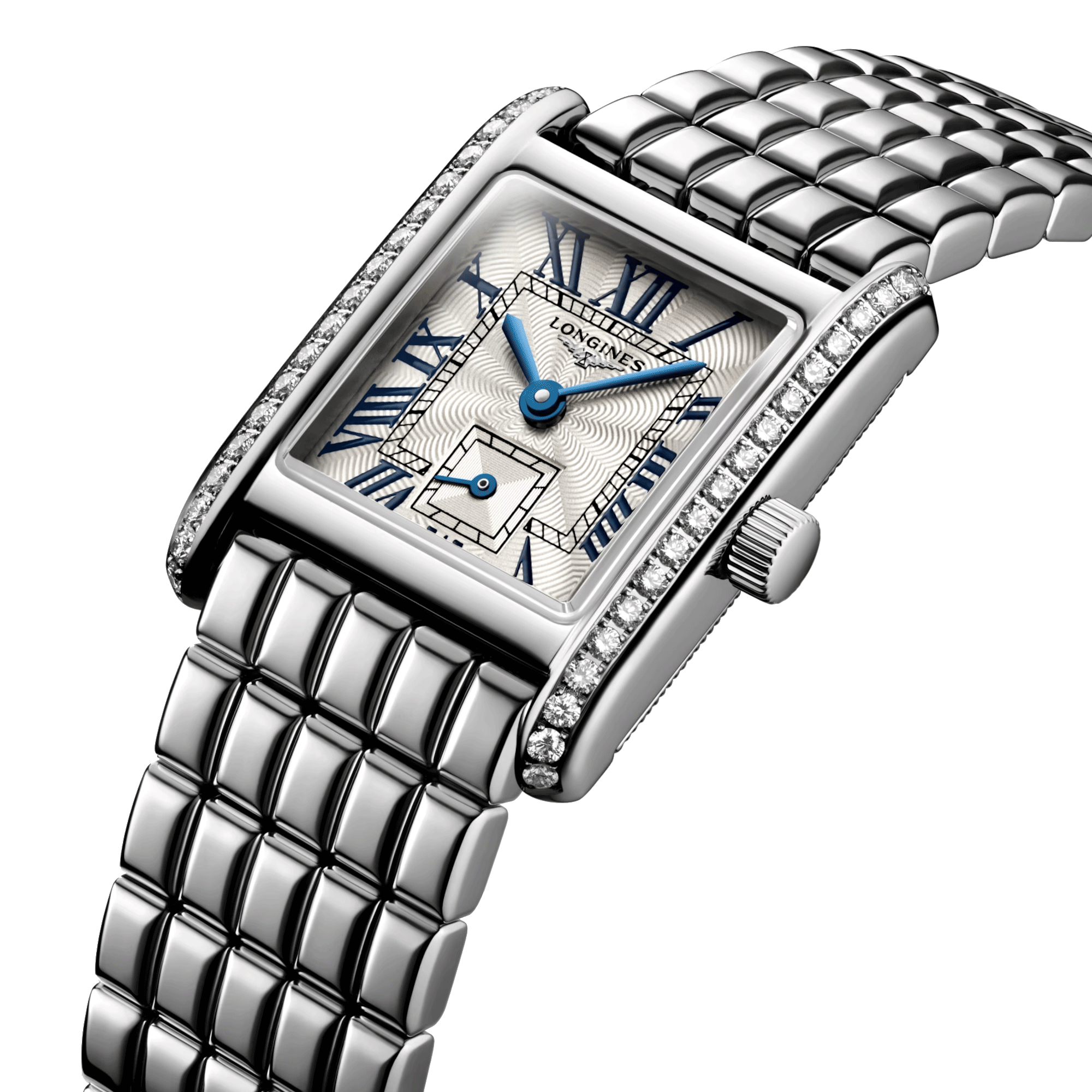 Longines Mini DolceVita Diamonds quartz watch silver flinqué dial stainless steel bracelet 21.5 x 29 mm L5.200.0.71.6