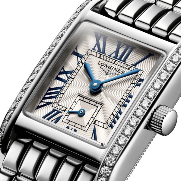 Longines Mini DolceVita Diamonds quartz watch silver flinqué dial stainless steel bracelet 21.5 x 29 mm L5.200.0.71.6