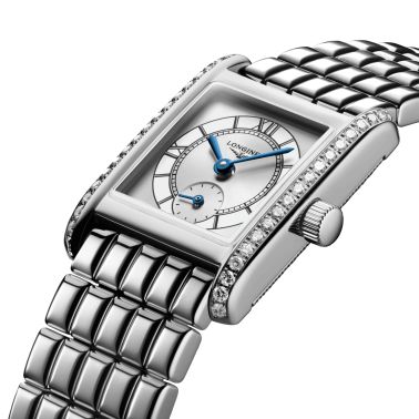 Montre Longines Mini DolceVita Diamants quartz cadran argent soleillé bracelet acier 21,5 x 29 mm L5.200.0.75.6