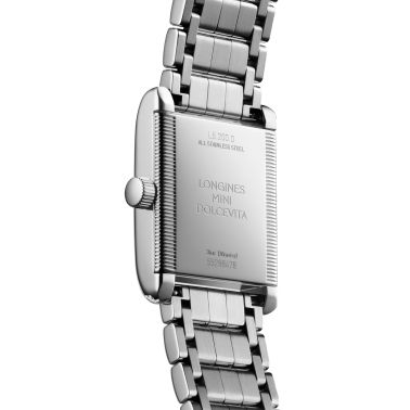 Montre Longines Mini DolceVita Diamants quartz cadran argent soleillé bracelet acier 21,5 x 29 mm L5.200.0.75.6