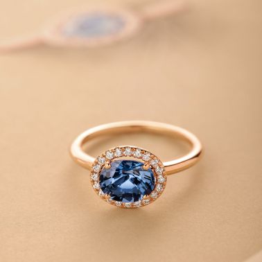 Bague Lepage Eleanor en or rose, spinelle et diamants