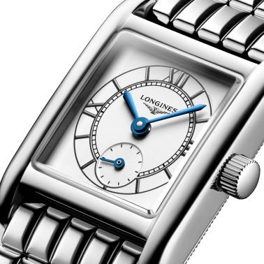 Montre Longines Mini DolceVita quartz cadran argent bracelet acier 21,5 x 29 mm L5.200.4.75.6