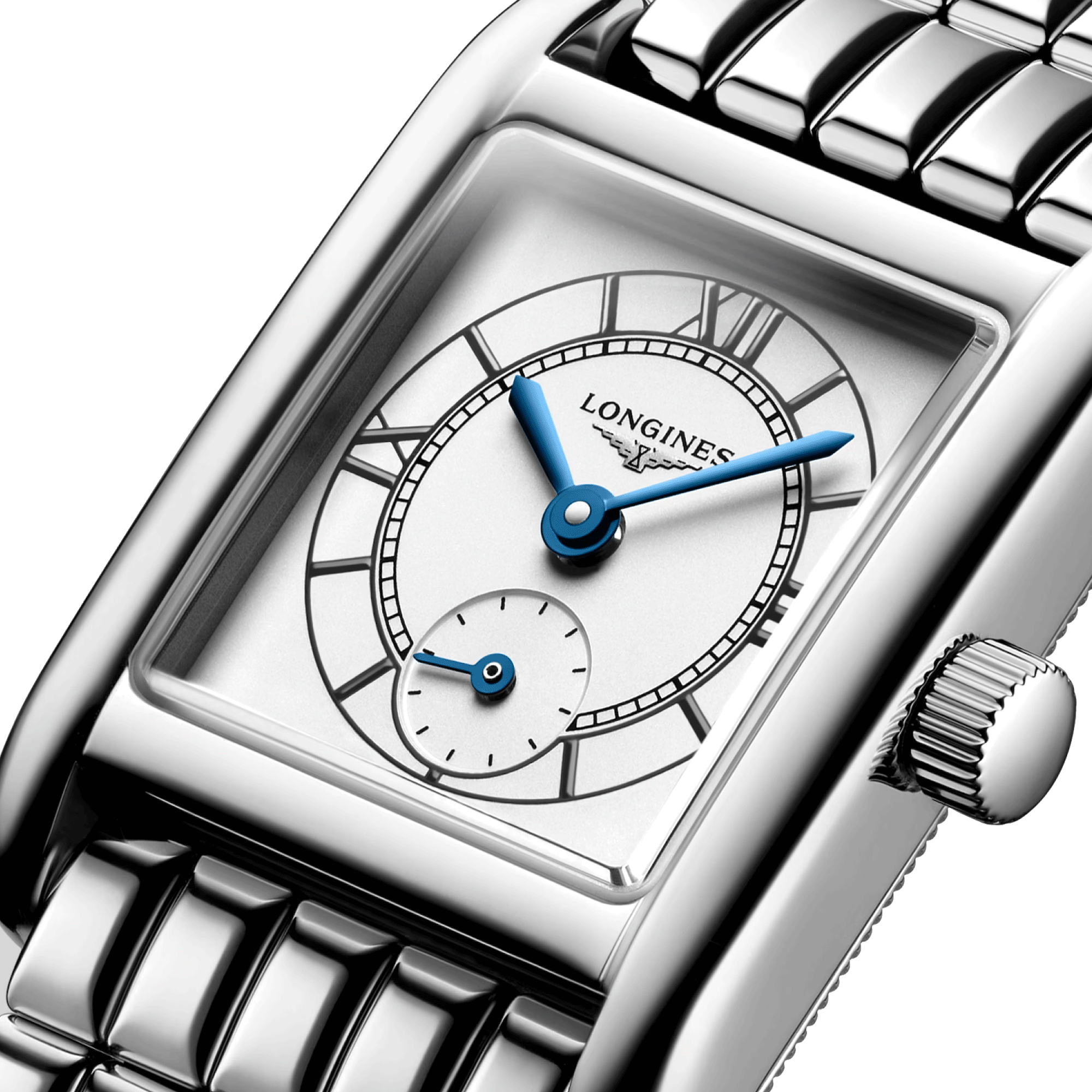 Montre Longines Mini DolceVita quartz cadran argent bracelet acier 21,5 x 29 mm L5.200.4.75.6