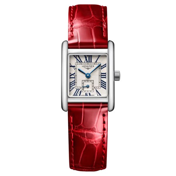 Longines Mini DolceVita quartz watch silver dial red leather strap 21,5 x 29 mm L5.200.4.71.5