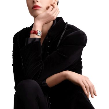 Montre Longines Mini DolceVita quartz cadran argent bracelet cuir rouge 21,5 x 29 mm L5.200.4.71.5