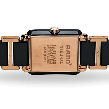 Montre Rado Integral quartz acier PVD or rose cadran noir bracelet céramique noire R20612712