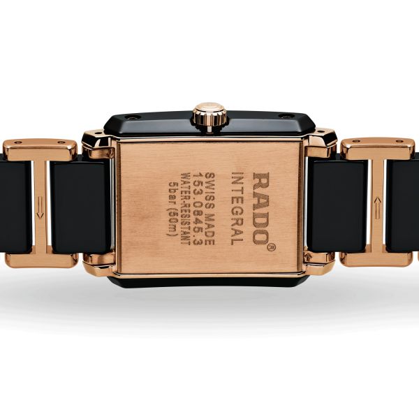 Montre Rado Integral quartz acier PVD or rose cadran noir bracelet céramique noire R20612712