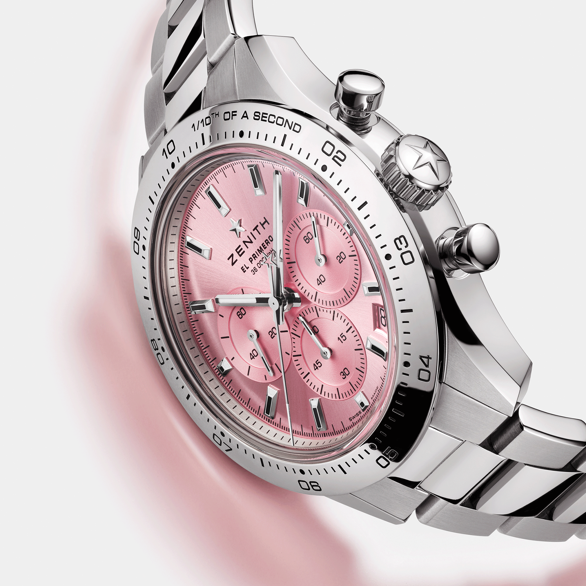 Montre Zenith Chronomaster Sport Pink automatique cadran rose bracelet acier 41 mm