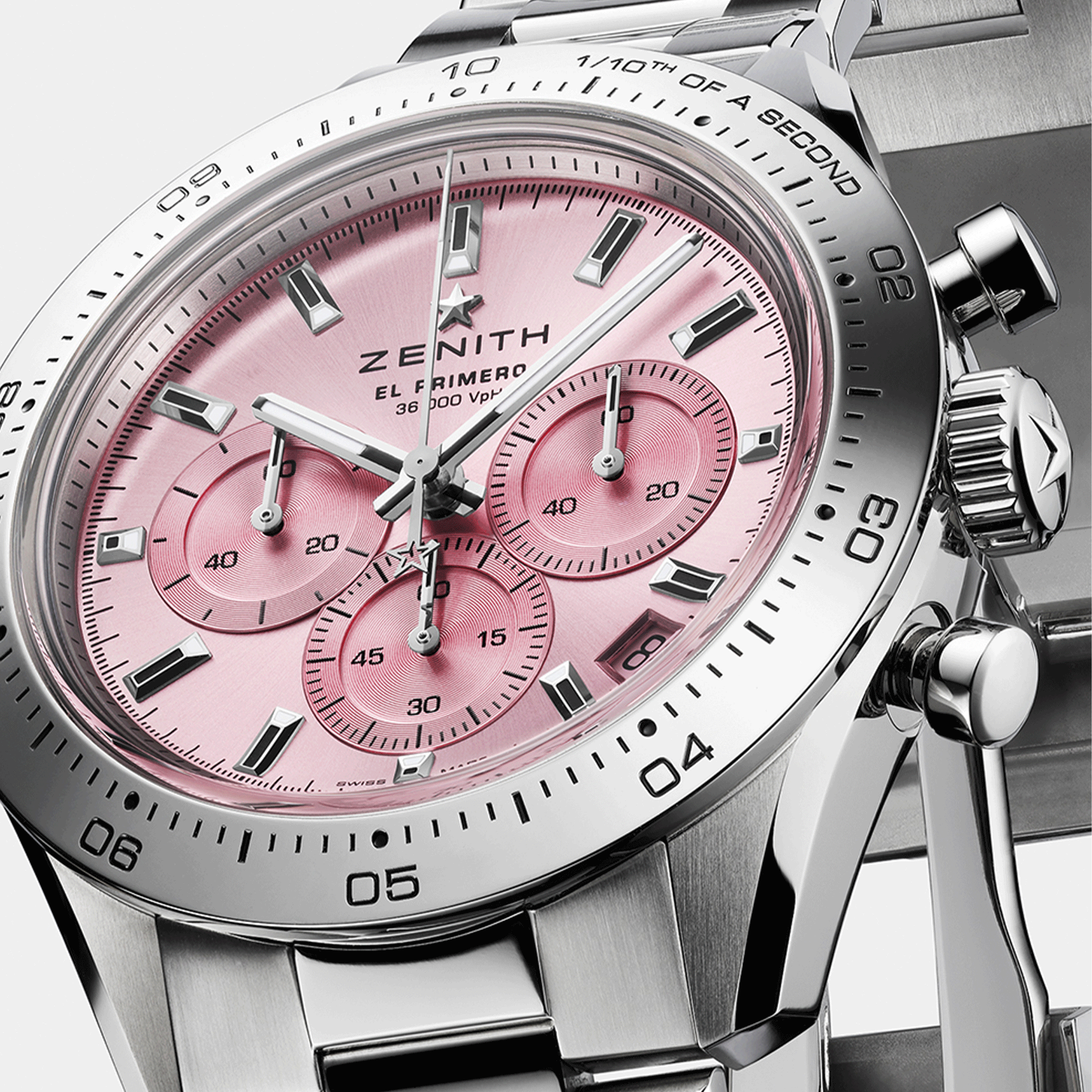 Montre Zenith Chronomaster Sport Pink automatique cadran rose bracelet acier 41 mm