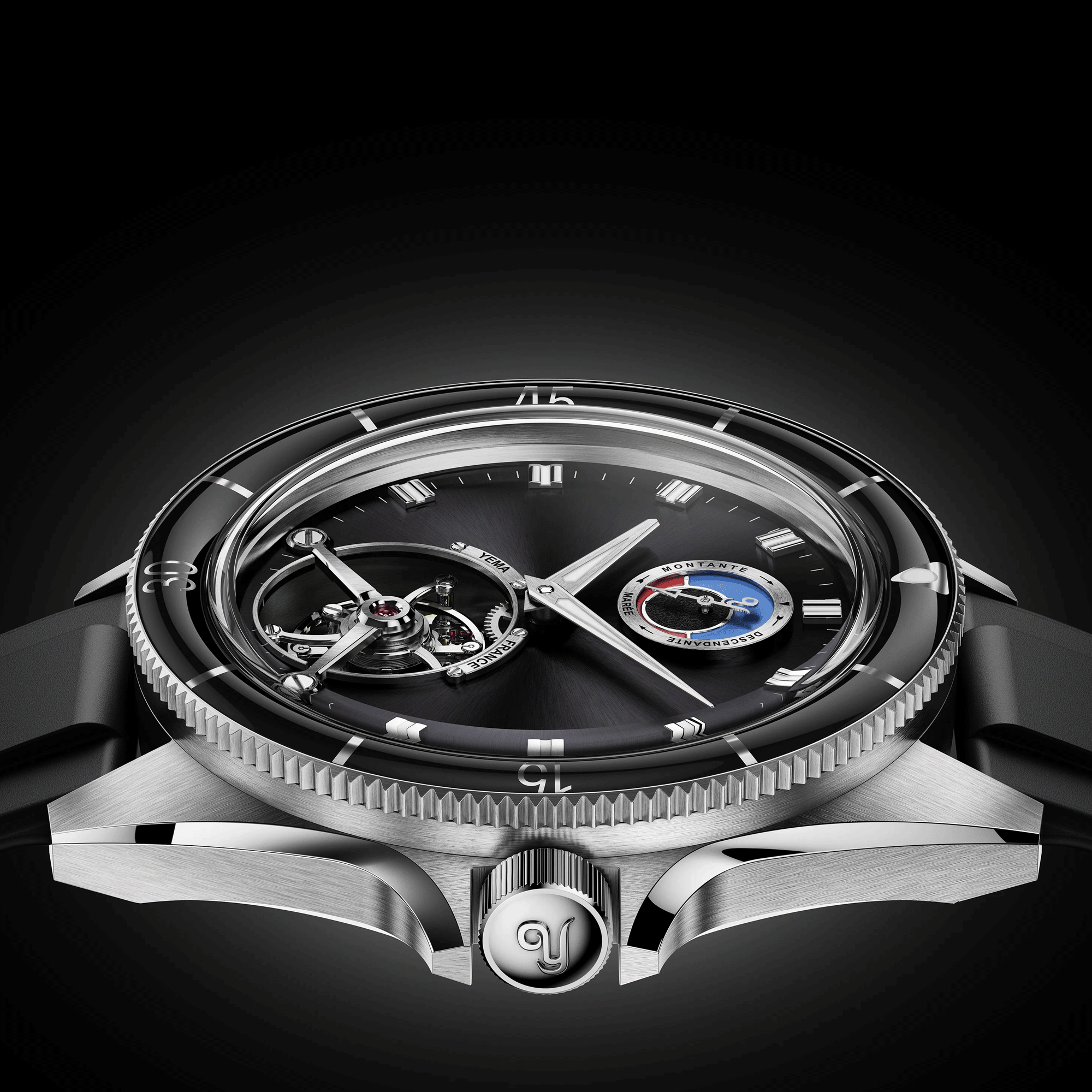 Montre Yema Yachtingraf Tourbillon Mareographe Acier 75ème anniversaire 42,5 mm 37.33.66.SN.U6