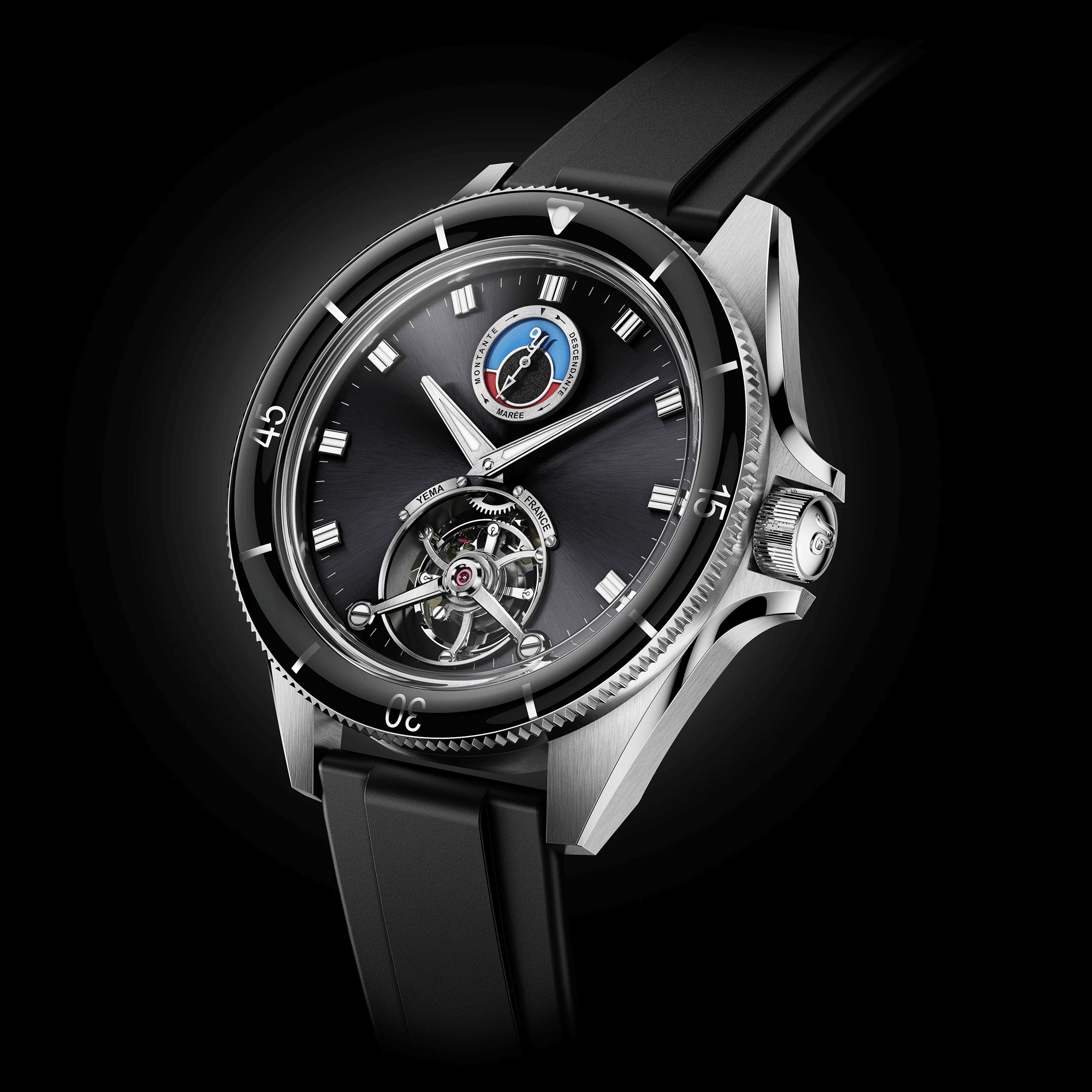 Montre Yema Yachtingraf Tourbillon Mareographe Acier 75ème anniversaire 42,5 mm 37.33.66.SN.U6