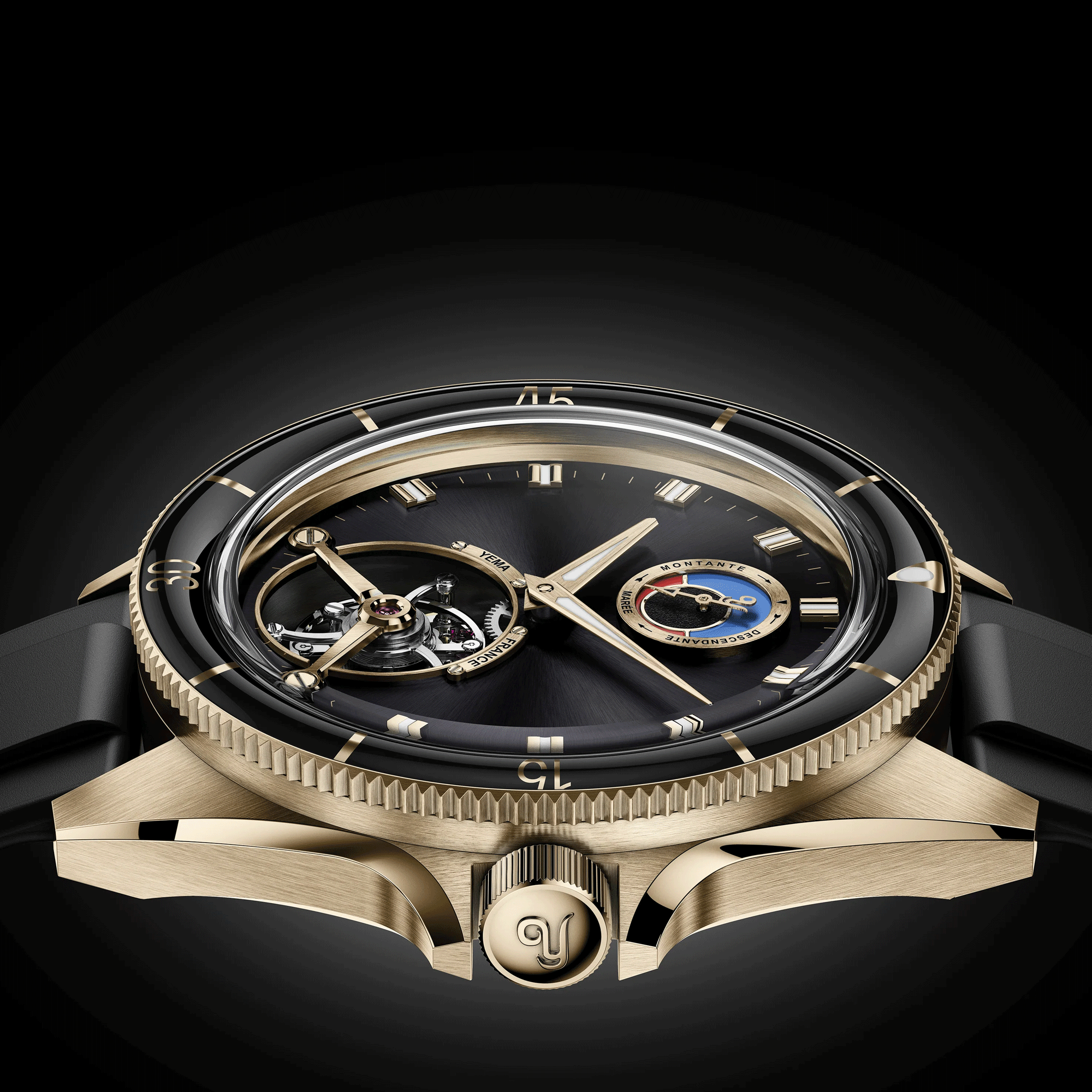 Montre Yema Yachtingraf Tourbillon Mareographe Bronze 75ème anniversaire 42,5 mm 37.33.66.ZN.U6