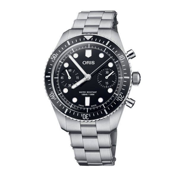 Oris Divers Sixty-Five Chronograph automatic black dial steel bracelet 40 mm