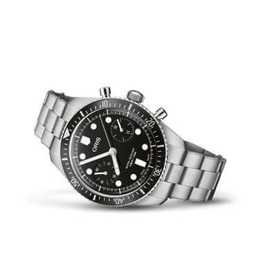 Montre Oris Divers Sixty-Five Chronographe automatique cadran noir bracelet acier 40 mm