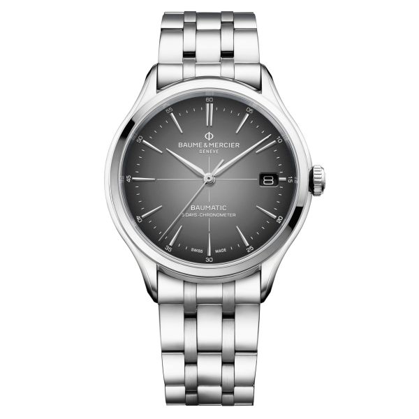Watch Baume et Mercier Clifton Baumatic COSC grey dial steel bracelet 40 mm