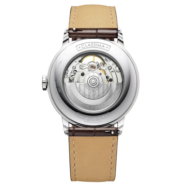 Montre Baume et Mercier Classima automatique cadran argenté bracelet cuir alligator brun 42 mm 10524